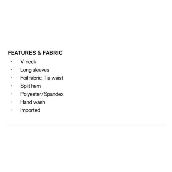 NWT Metallic Surplice Blouse Long Sleeves Wrap Design Side Tie - Picture 4 of 4